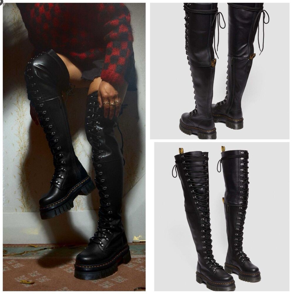 Dr Martens Audrick 22-Eye Extreme Lace Knee High Platform Boots